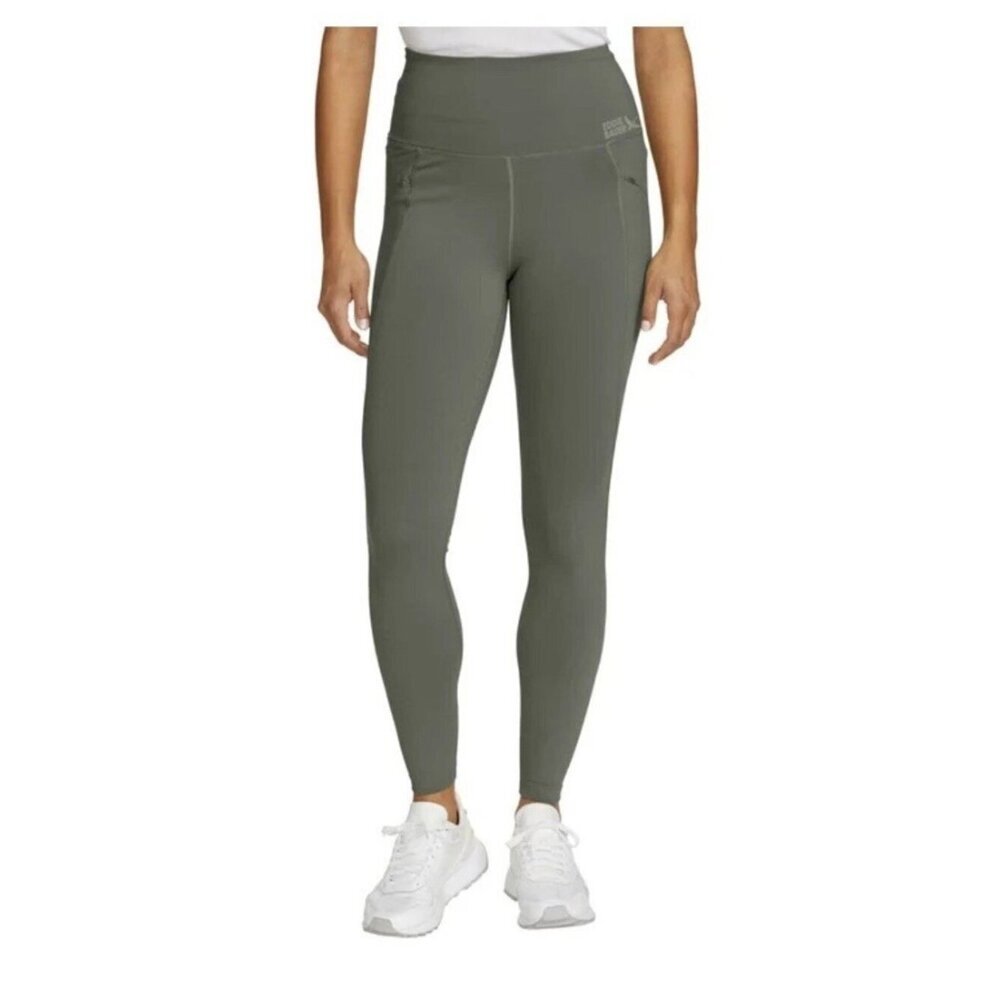 NWT Eddie Bauer Women's L Trail Tight Legging Green Zip Pockets G2008